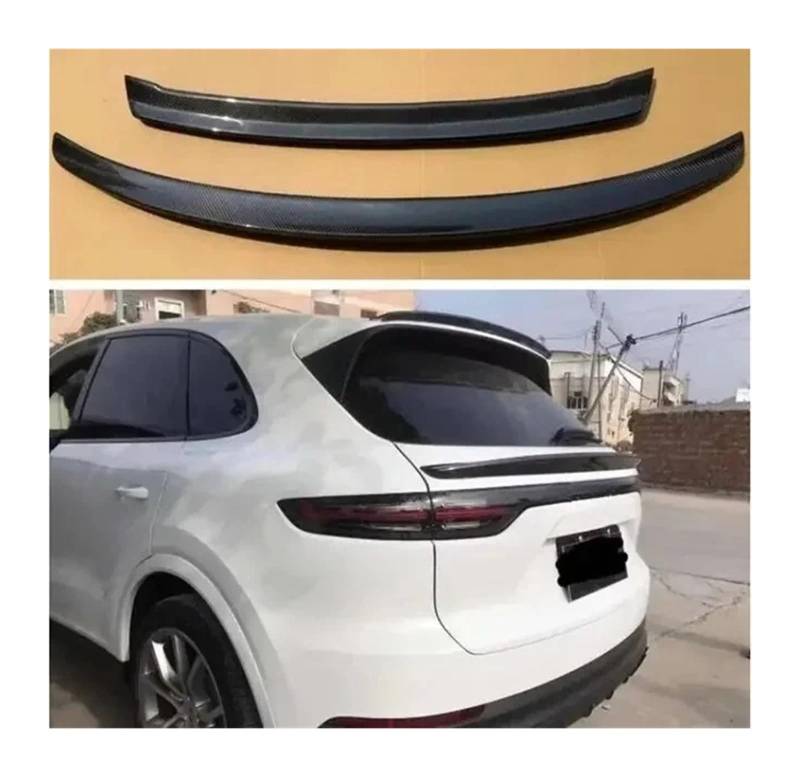 Kompatibel for Porsche Cayenne 2018 2019 2020 2021 2022 2023 Echte Kohlefaser Oben unten Heckflügel-Kofferraumlippe Heckspoiler-Bodykit(Above Below 2PCS) von huangtaogr