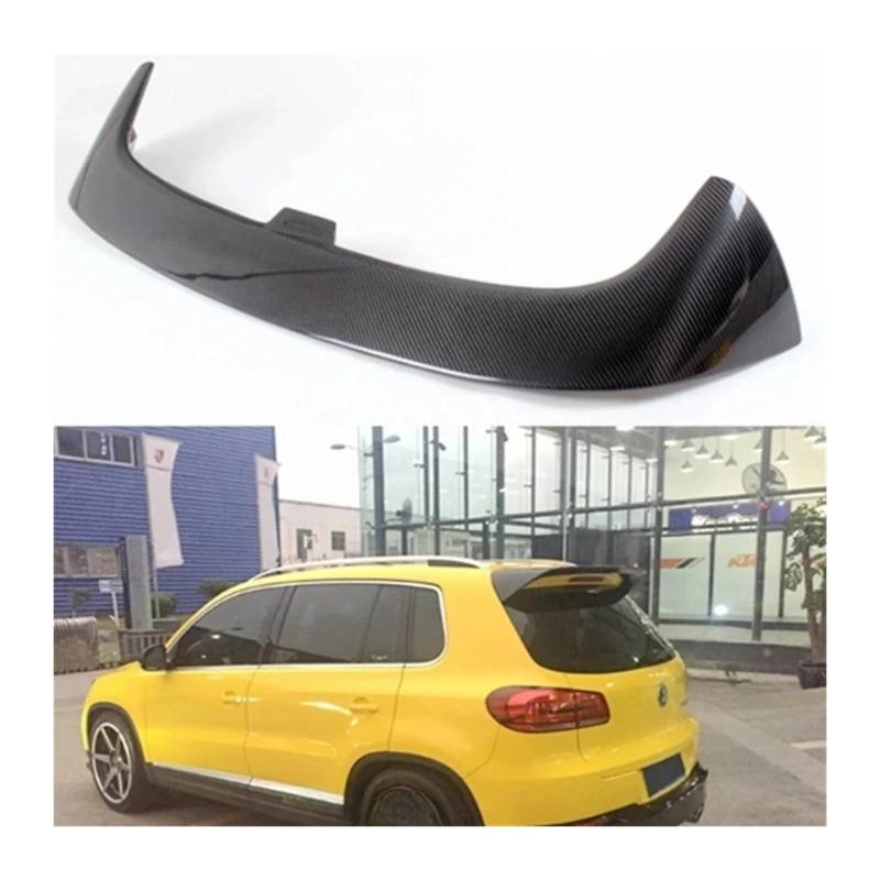 Kompatibel for VW Tiguan Spoiler 2009-2016 Auto Schwanz Flügel Dekoration Carbon Fiber Hinten Stamm Dach Spoiler(Carbon Fiber 1) von huangtaogr