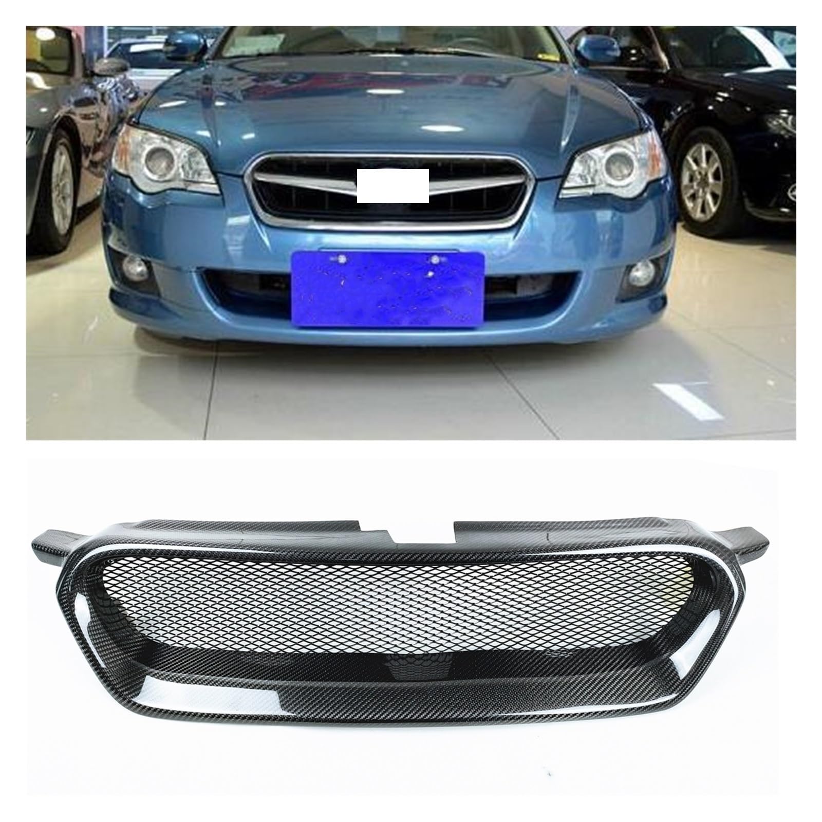 Renngrill Kompatibel for Subaru Legacy 2008-2009 Waben-Frontgrill Echte Kohlefaser Auto Obere Stoßstange Haube Kühler Mesh Grid von huangtaogr