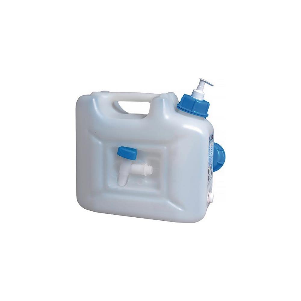 hünersdorff | 816512 Hygiene Kanister | 12l Wasserkanister inkl. 250ml Seifenspender + Ablasshahn | natur, Weiß von hünersdorff