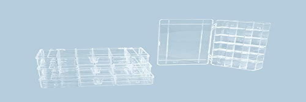 hünersdorff Sortimentskasten: stabile Sortierbox (PS) mit fester Fachaufteilung (9 Fächer), Sortierkasten-Maße: T120 x B210 x H36 mm, Made in Germany von hünersdorff