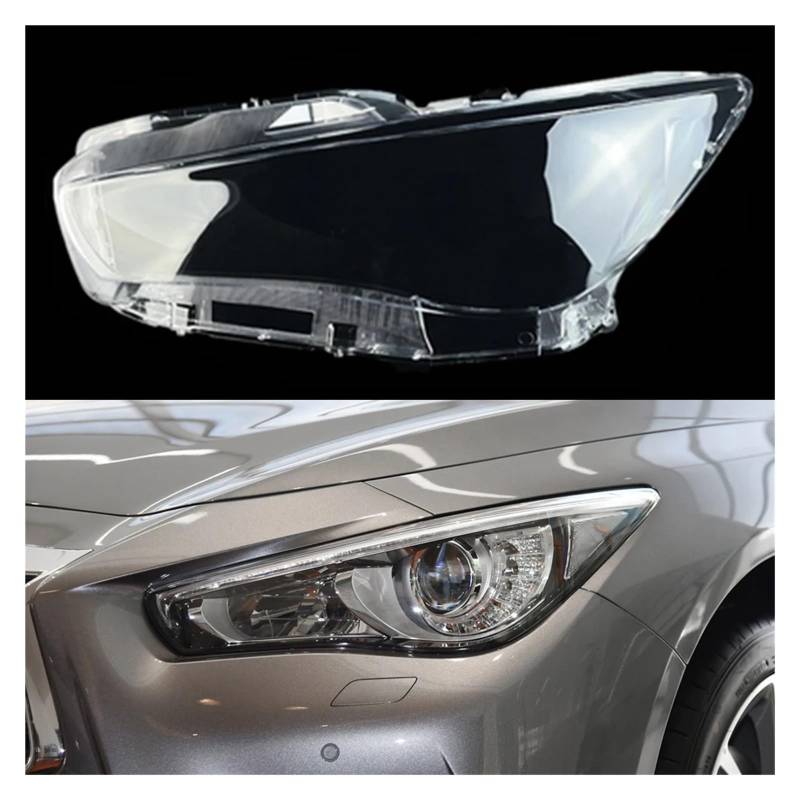 Autoscheinwerfer-Abdeckung, Glasschale, Vorne, Scheinwerfer, transparenter Lampenschirm, Auto-Lichtlampe, kompatibel mit Infiniti Q50 Q50L 2013~2019(Left) von hutianbrt