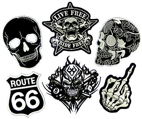 i-Patch - Patches - 0085 - Totenkopf - Schwarz - Live Free - Acht - Würfel - Flicken - Aufnäher - Sticker - Badges - Bügelbild - Aufbügler - Iron-on - Applikation - zum aufbügeln - Skelett - Skull von i-Patch