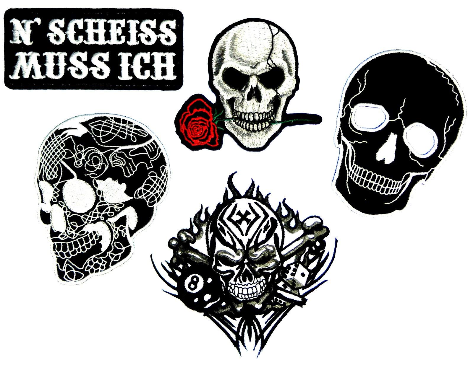 i-Patch - Patches - 0087 -Totenkopf - Schwarz - Acht - 8 - Würfel - Rose - Aufnäher - Sticker - Badges - Flicken - Bügelbild - Aufbügler - Iron-on - Applikation - zum aufbügeln - Skelett von i-Patch