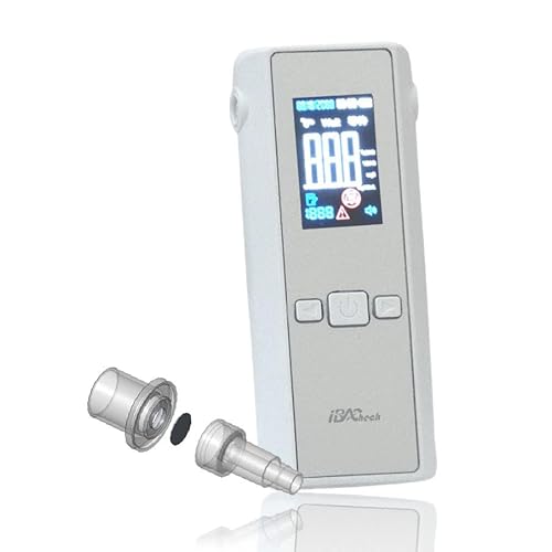 iBACheck Tragbarer Alkoholtester mit 3-Farb-LCD-Display, wiederaufladbarer Alkoholtester mit niedrigem Energieverbrauch, kompakter und einfach zu bedienender Alkoholtest, 4 Standardeinheiten und 200 von iBACheck