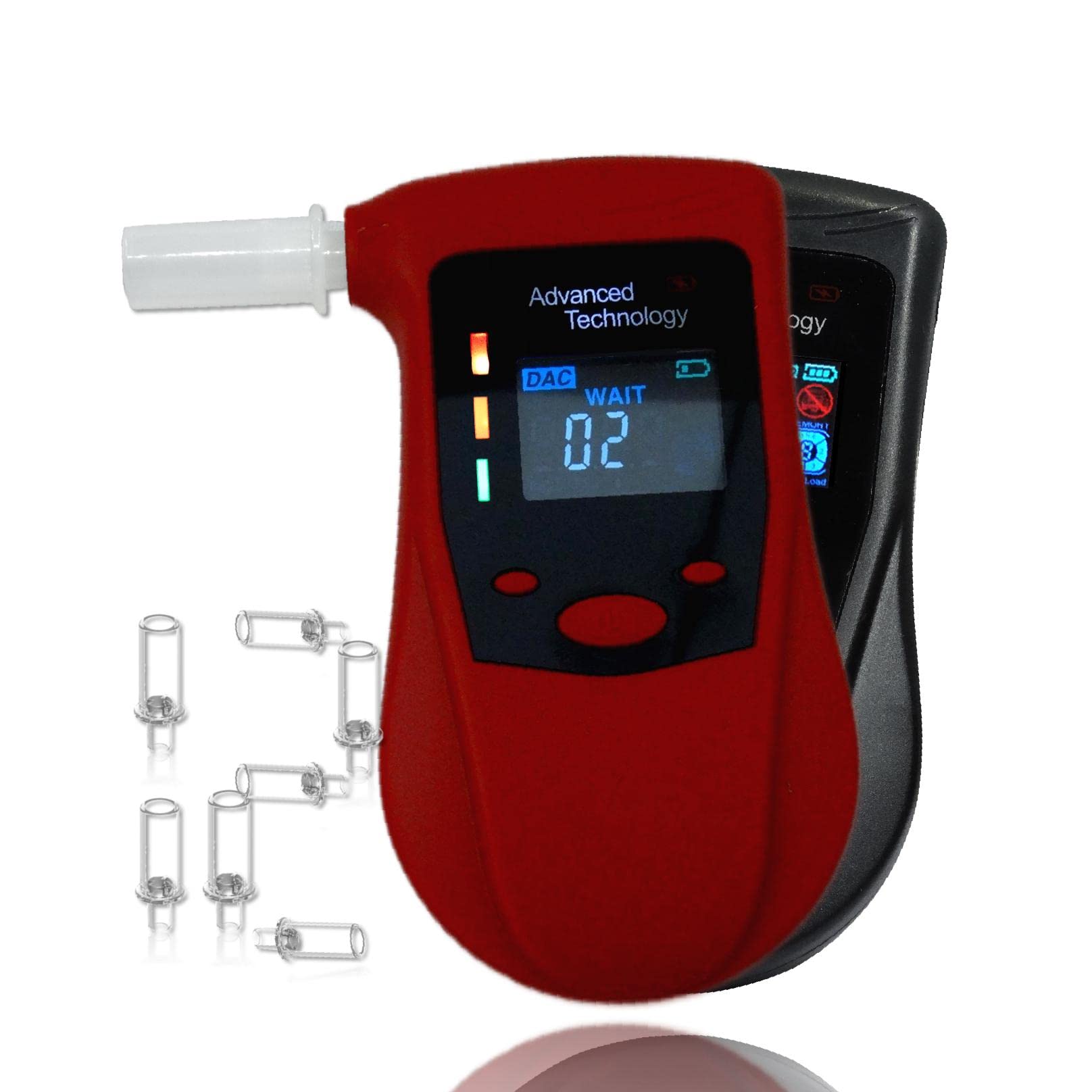 iBACheck Tragbarer Alkoholtester mit Halbleitersensor, wiederaufladbar, digitaler Alkoholtester mit Prelert-Funktion, Alco Test mit 4 Einheiten Standard E 10 Erinnerungen (Farbe) 12 Mundstücke von iBACheck