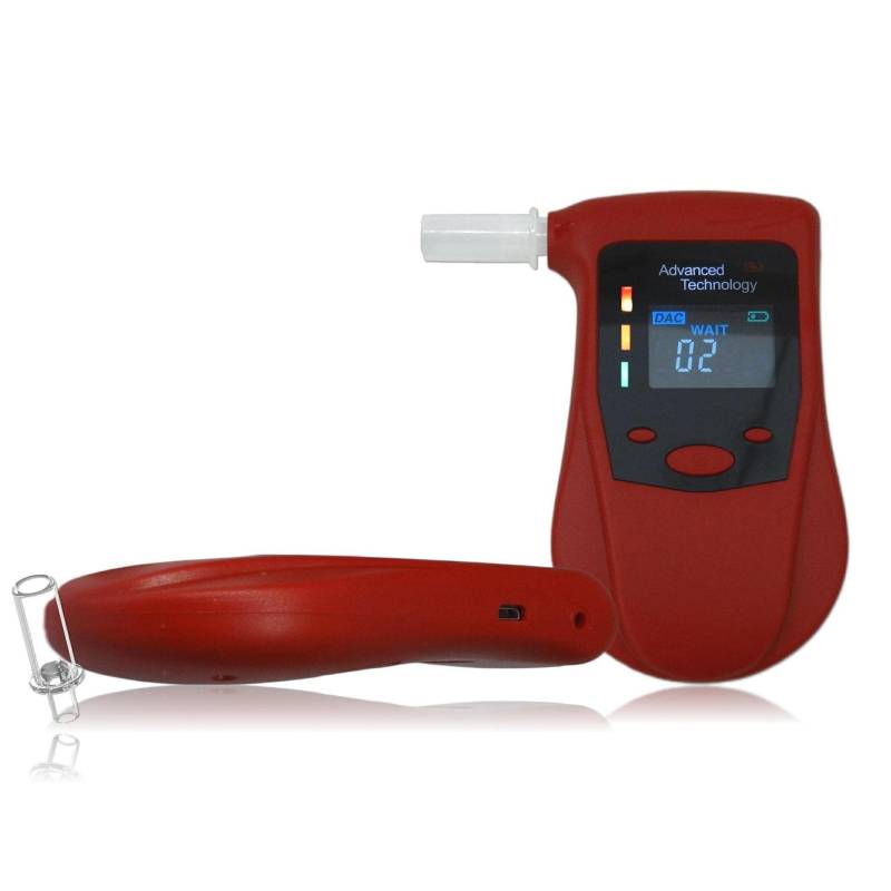 iBACheck Tragbarer Alkoholtester mit Halbleitersensor, wiederaufladbar, digitaler Alkoholtester mit Prelert-Funktion, Alco Test mit 4 Einheiten Standard E 10 Erinnerungen (Farbe) 12 Mundstücke von iBACheck