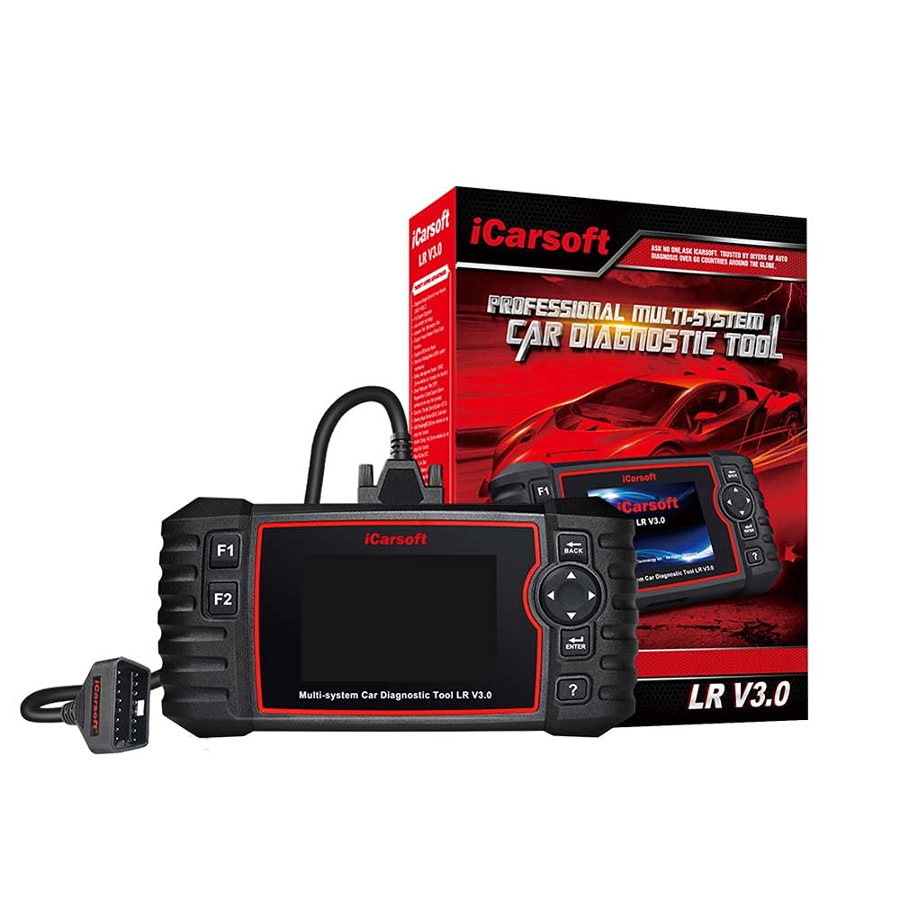 iCarsoft LR V3.0 professionelles und leistungsstarkes Universal Diagnosegerät für Land Rover/Jaguar Fahrzeuge mit 10 cm TFT- Farbbildschirm, OBDII Funktionen, CANBUS Schwarz von iCarsoft