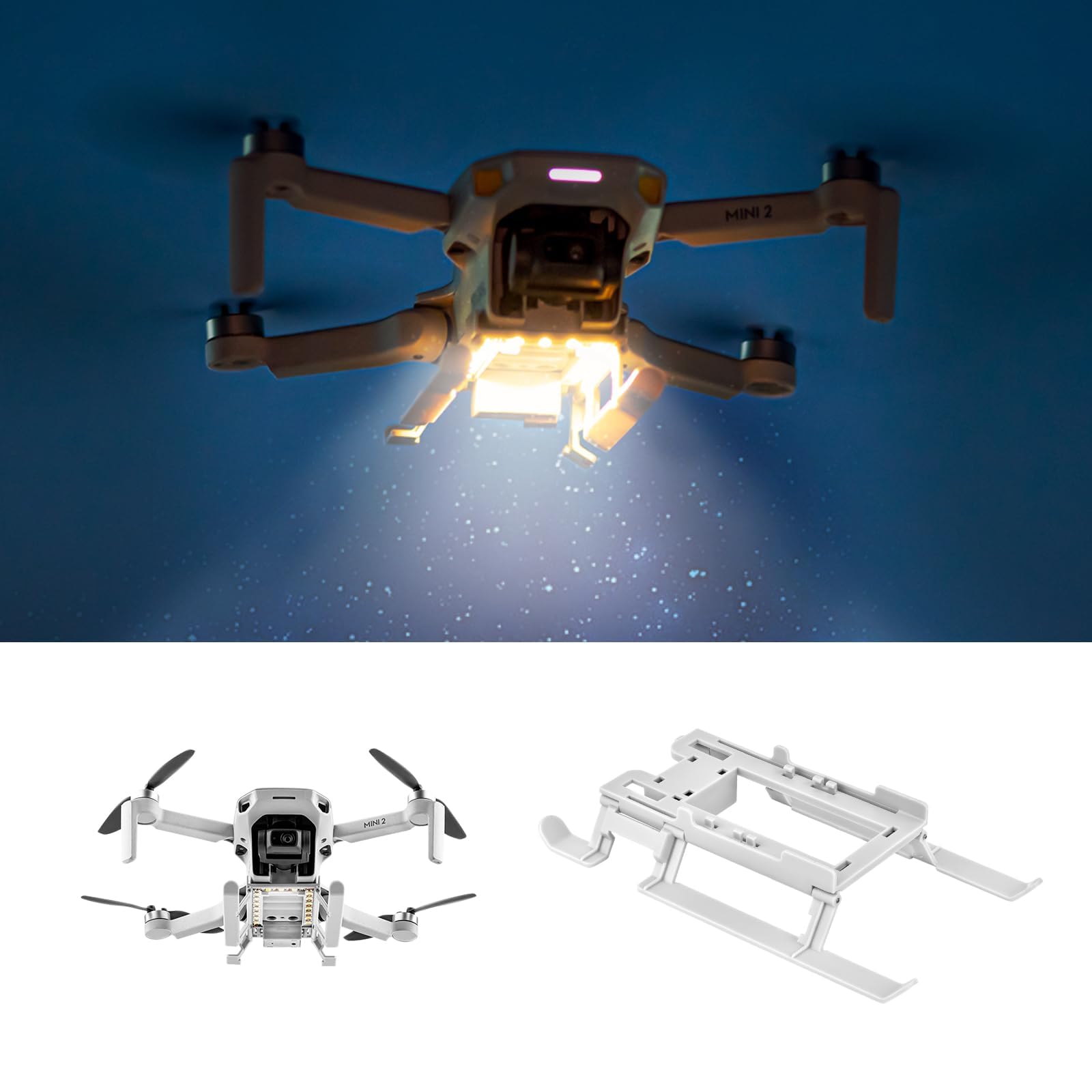 iEago RC Mini 2 SE Landefüße mit Licht Erweiterte Fahrwerk Landegestell Drohne Stroboskoplicht Landegestell für DJI Mini 4K/Mini 2 SE/Mini 2/Mavic Mini/Mini SE Zubehör von iEago RC