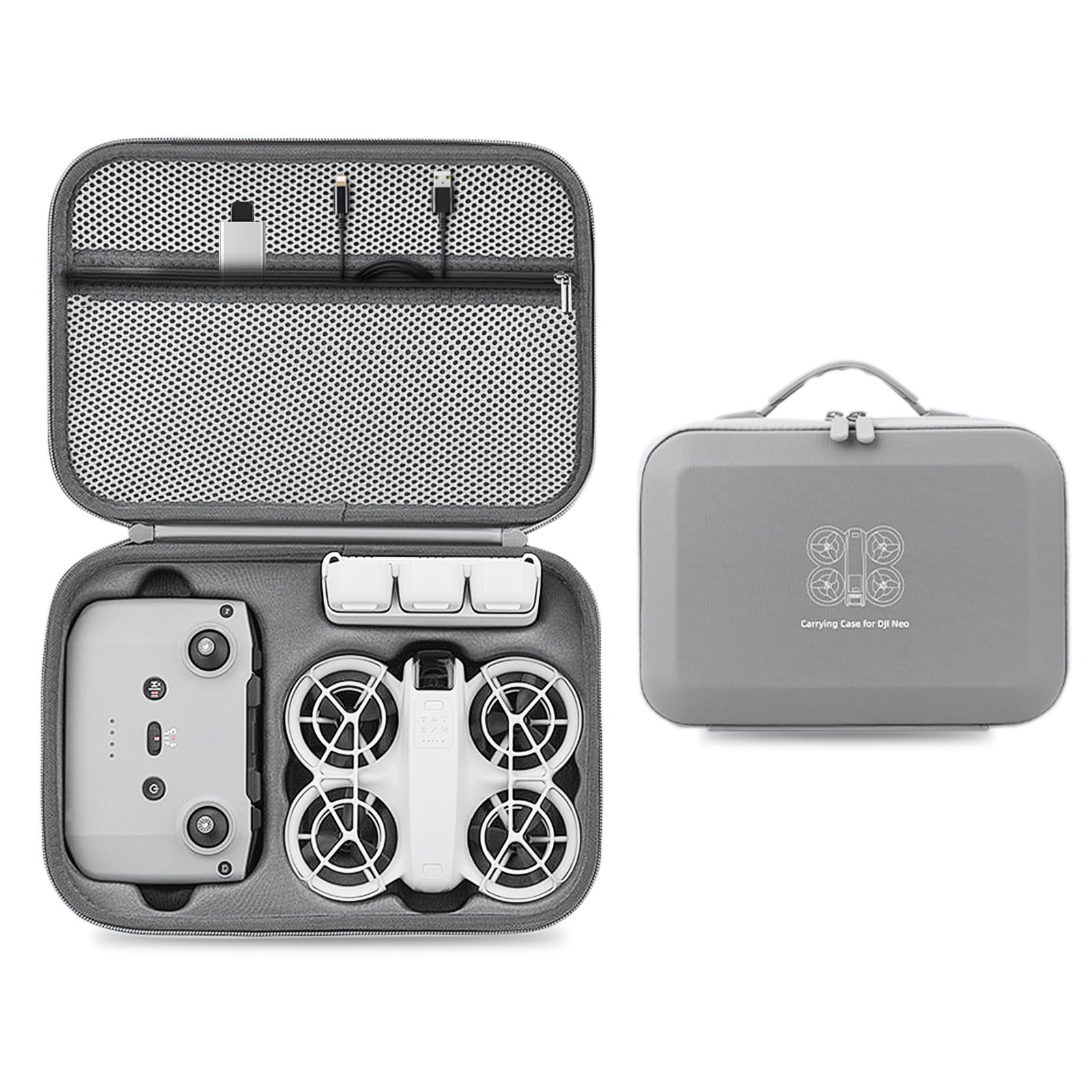 iEago RC Neo Carry Case Wasserdichte Hartschalen-Tragetasche Tragbare Reisekoffer Aufbewahrungstasche Anti-Kollisions-Schutzhülle für DJI NEO Fly More Combo Drohnenzubehör, Grau von iEago RC