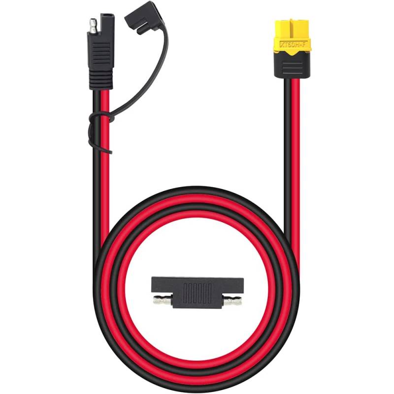 iHaospace XT60 auf SAE Stecker Adapter, 12AWG SAE zu XT60 buchse Verlängerungskabel Adapterkabel,Wasserdich, mit SAE Reverse Adapter, Solar Kabel für ECOFLOW Solarpanel Tragbare Powerstation - 1M von iHaospace