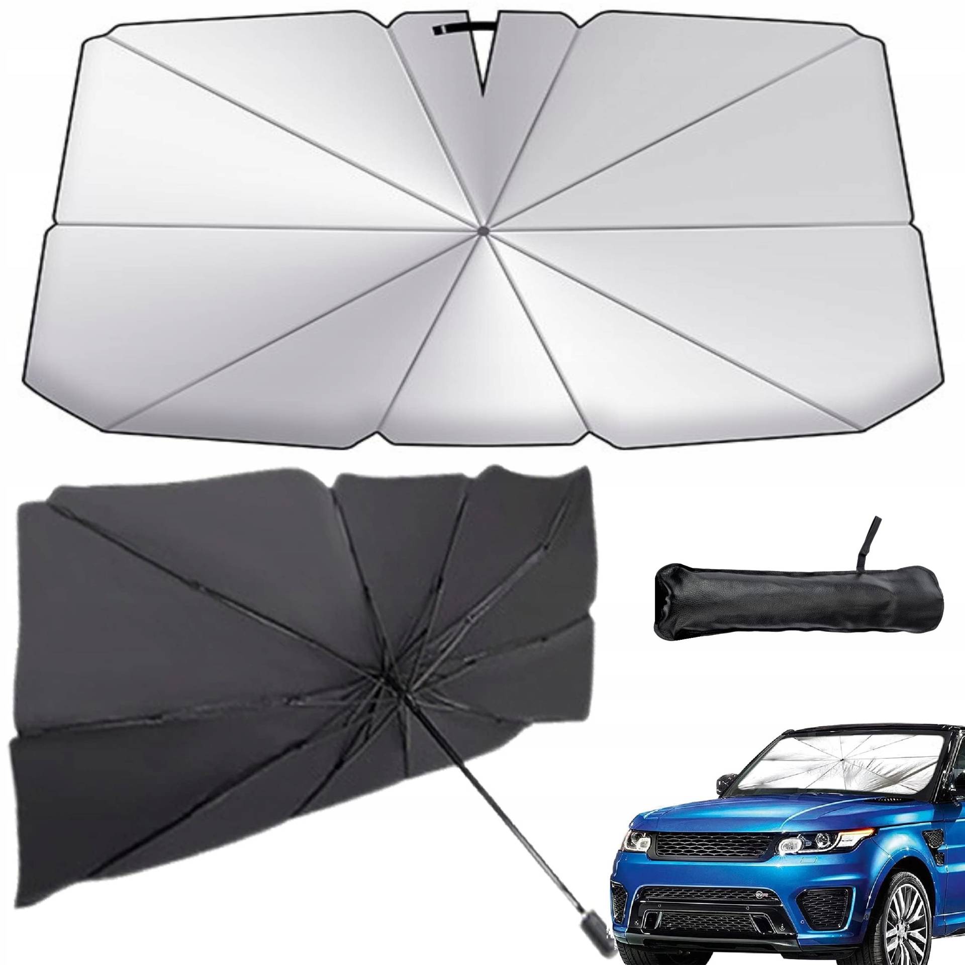 iLogic Sonnenschutz Faltbarer Regenschirmtyp Auto-Frontsonnenschutz 65 x 125 cm Auto Sunshade Umbrella UV-Schutz Auto Sonnenschirm Wärmeisolierung frontscheibe von iLogic