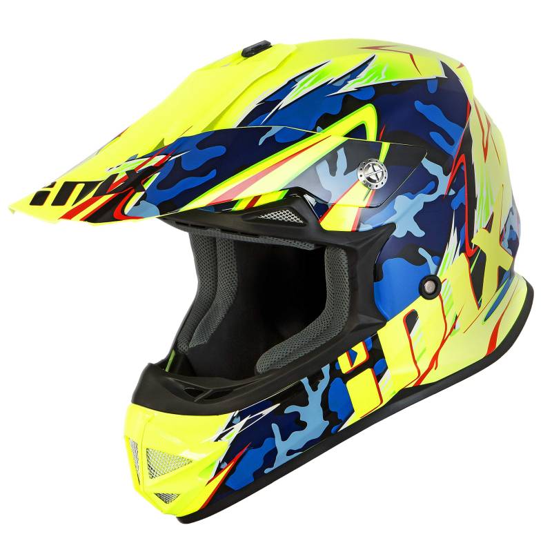 IMX RACING FMX-1 Motorradhelm für Motocross Enduro | Polycarbonatschale | Abnehmbare Wangenpolster und Helmfutter | Mikrometrischer Verschluss | Belüftung von IMX RACING