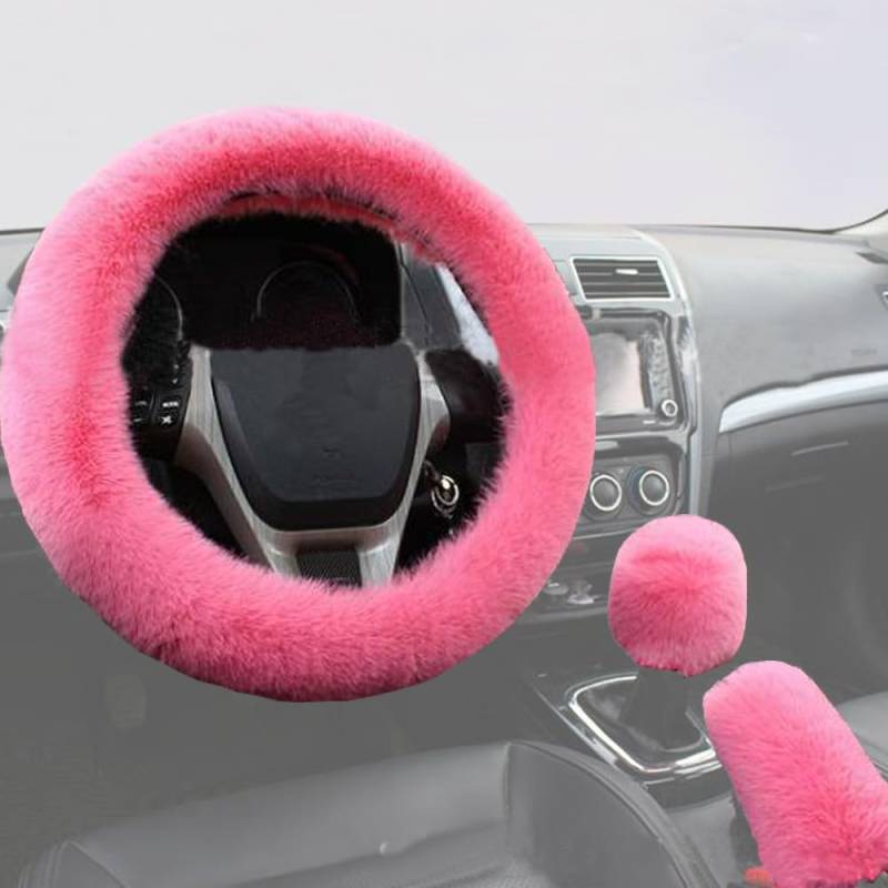 3 Stück Auto Lenkradabdeckung Plüsch Winter Universal Lenkradbezug Teleskop Lenkrad Abdeckung weich bequem Steering Lenkradschoner Anti Rutsch Lenkradbezug Auto Zubehör für Frauen von iNelihoo