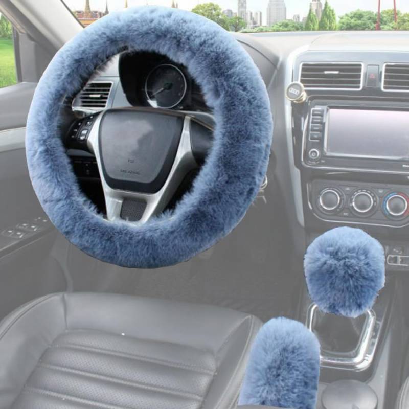 3 Stück Auto Lenkradabdeckung Plüsch Winter Universal Lenkradbezug Teleskop Lenkrad Abdeckung weich bequem Steering Lenkradschoner Anti Rutsch Lenkradbezug Auto Zubehör für Frauen von iNelihoo