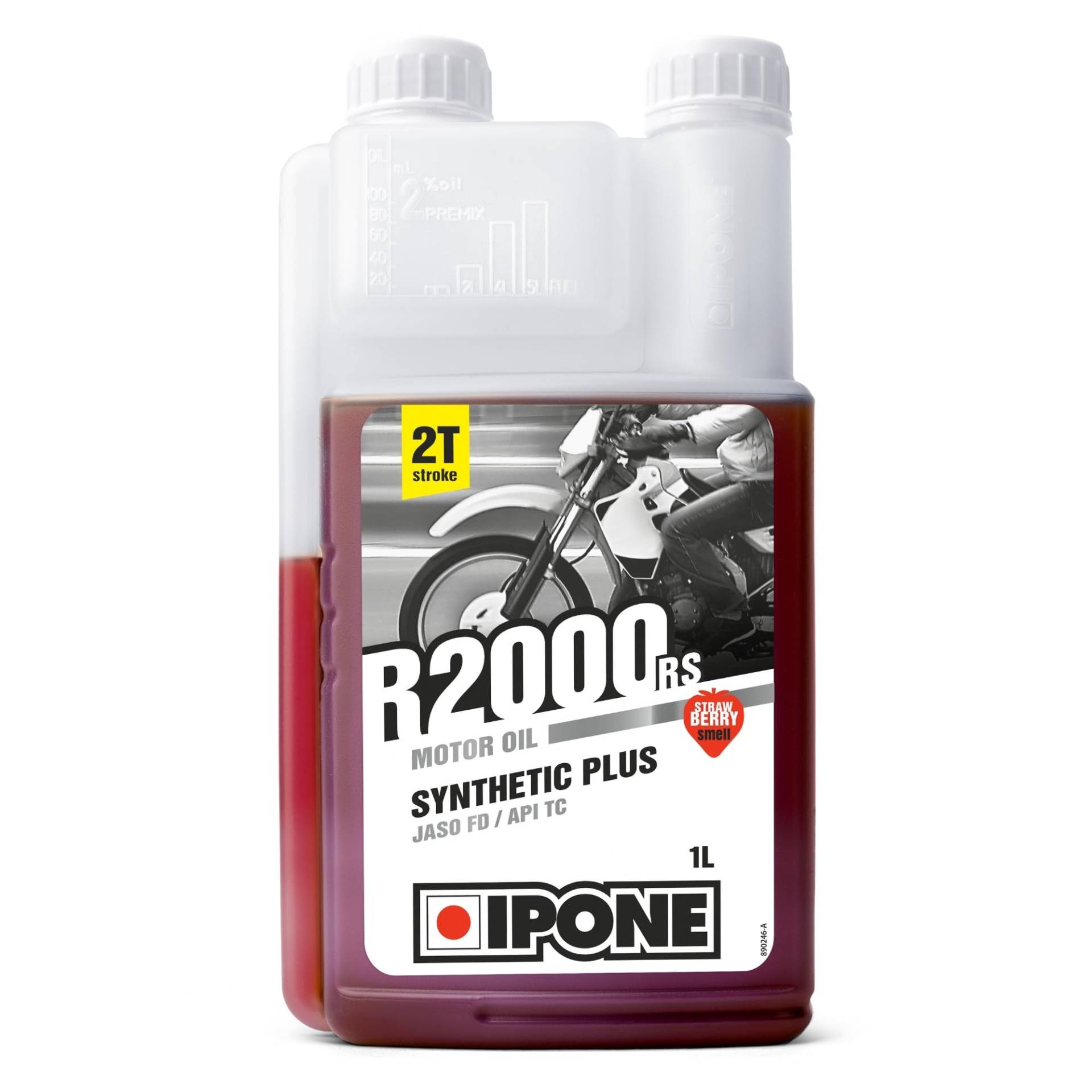 IPONE – Motoröl ZT Motorrad R2000RS – Teilsynthetisch auf Esterbasis – Hochwertiger Schmierstoff – 1 Liter Dosierkanister, Erdbeere, 1L von IPONE