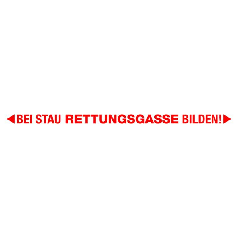 Bei Stau Rettungsgasse bilden! Auto-Aufkleber in rot I 80 cm breit I freistehender Folienplott für PKW Anhänger Wohnwagen wetterfest I hin_568 von iSecur