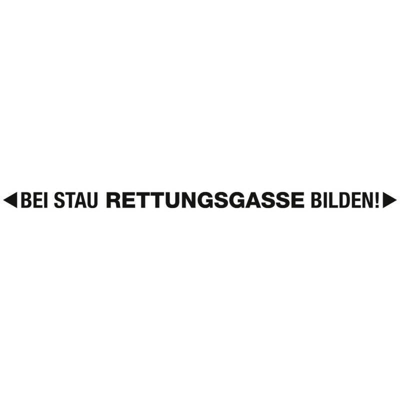 Bei Stau Rettungsgasse bilden! Auto-Aufkleber in schwarz I 60 cm breit I freistehender Folienplott für PKW Anhänger Wohnwagen wetterfest I hin_561 von iSecur