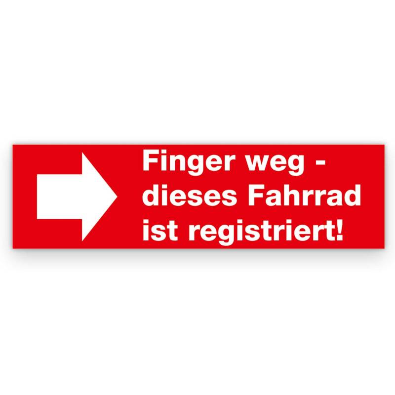 Fahrrad-Sticker Aufkleber für Diebstahlsicherung I 10 x 2,8 cm I Finger Weg - Dieses Fahrrad ist registriert! I Warnaufkleber für Rennrad Mountainbike E-Bike I hin_025 von iSecur