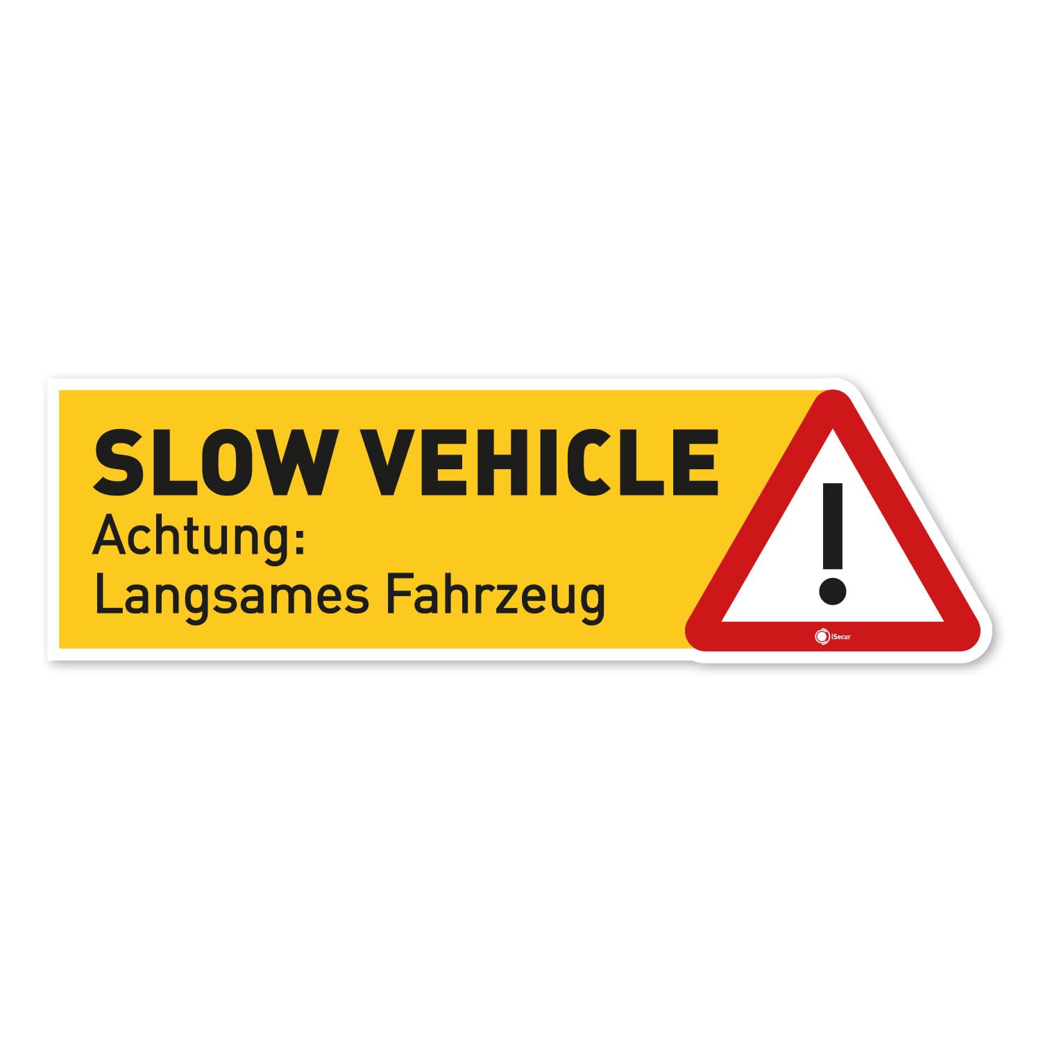 iSecur Magnet-Schild Slow Vehicle I 40 x 12 cm I Achtung langsames Fahrzeug I magnetisch I für Oldtimer Wohnwagen Wohnmobil LKW Bus I kfz354 von iSecur