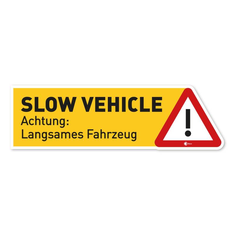 iSecur Magnet-Schild Slow Vehicle I 40 x 12 cm I Achtung langsames Fahrzeug I magnetisch I für Oldtimer Wohnwagen Wohnmobil LKW Bus I kfz354 von iSecur