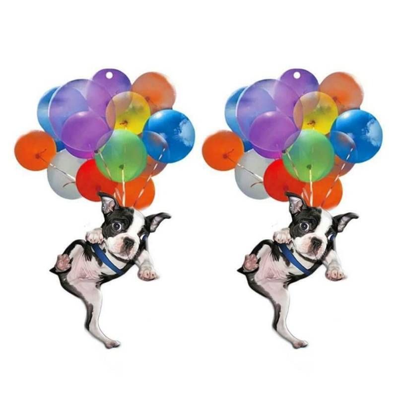 2pcs Nette Katze Rückspiegel Ornament, Katze Auto Hängen Anhänger mit Bunte Ballon, Katze Hund Hängende Anhänger Ornament Auto Dekor Rückspiegel Anhänger Auto Innendekoration Styling Zubehör von iSpchen