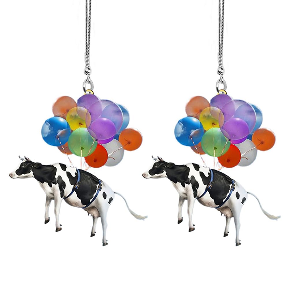 2pcs Nette Katze Rückspiegel Ornament, Katze Auto Hängen Anhänger mit Bunte Ballon, Katze Hund Hängende Anhänger Ornament Auto Dekor Rückspiegel Anhänger Auto Innendekoration Styling Zubehör von iSpchen