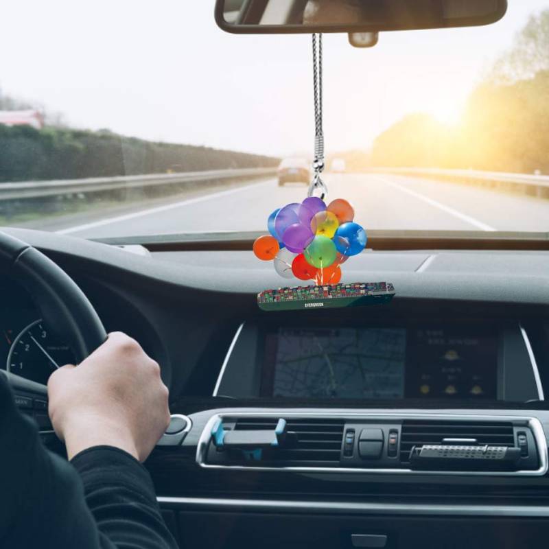 Nette Katze Rückspiegel Ornament, Katze Auto Hängen Anhänger mit Bunte Ballon, Katze Hund Hängende Anhänger Ornament Auto Dekoration Rückspiegel Anhänger Auto Innendekoration Styling Zubehör von iSpchen