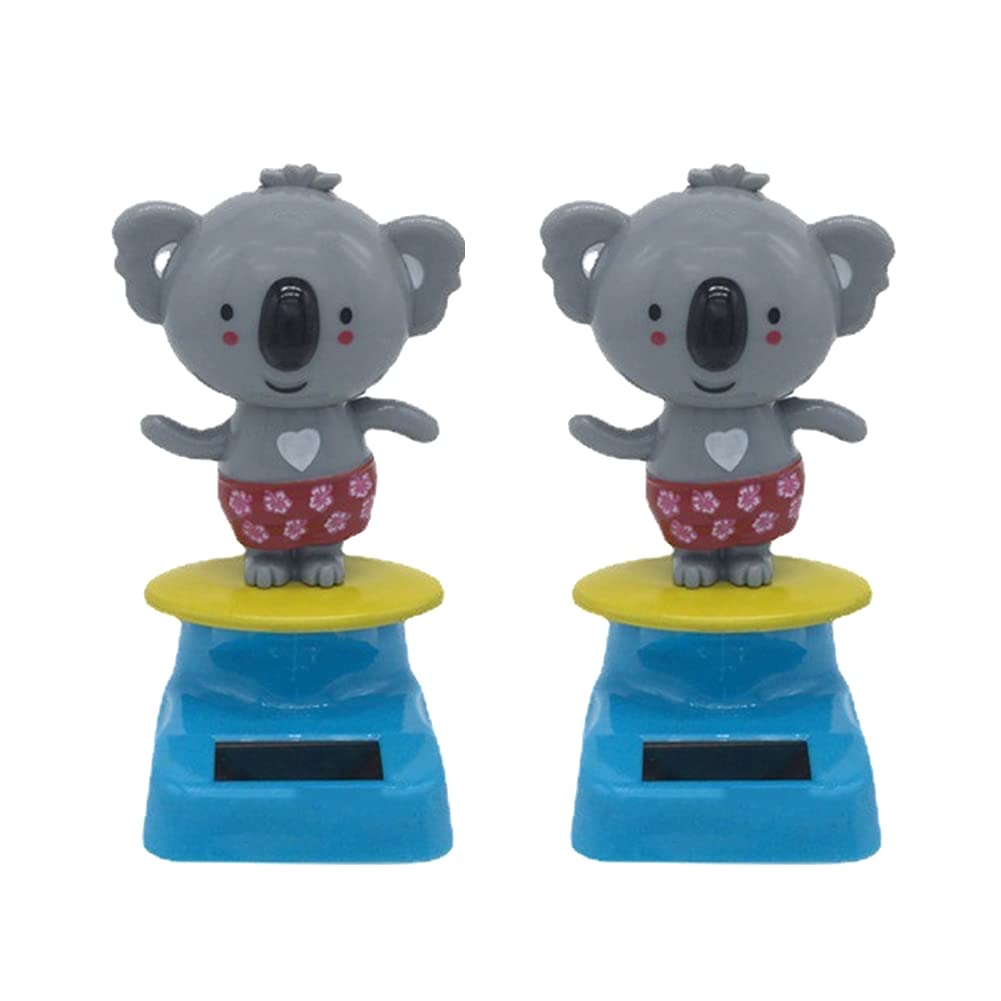 iSpchen 2 Stück Solar Tanzfigur Puppe Koala Figur Wackelfigur Puppe Solarfigur Spielzeug Solarbetriebene Wackelkopf Koala Ornamente für Auto Armaturenbrett Innenraum Zubehör Dekoration von iSpchen