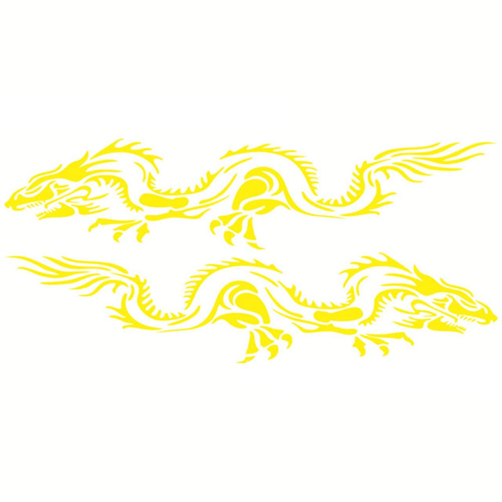 iSpchen Autoaufkleber 2 Stück 3D Drachen Emblem Sticker Auto Seitenschweller Aufkleber Karosserie Kratzschutz Aufkleber DIY Dekoration Styling Aufkleber Zubehör,gelb von iSpchen