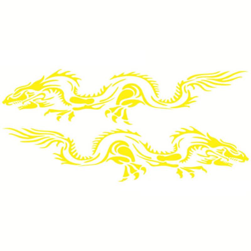 iSpchen Autoaufkleber 2 Stück 3D Drachen Emblem Sticker Auto Seitenschweller Aufkleber Karosserie Kratzschutz Aufkleber DIY Dekoration Styling Aufkleber Zubehör,gelb von iSpchen