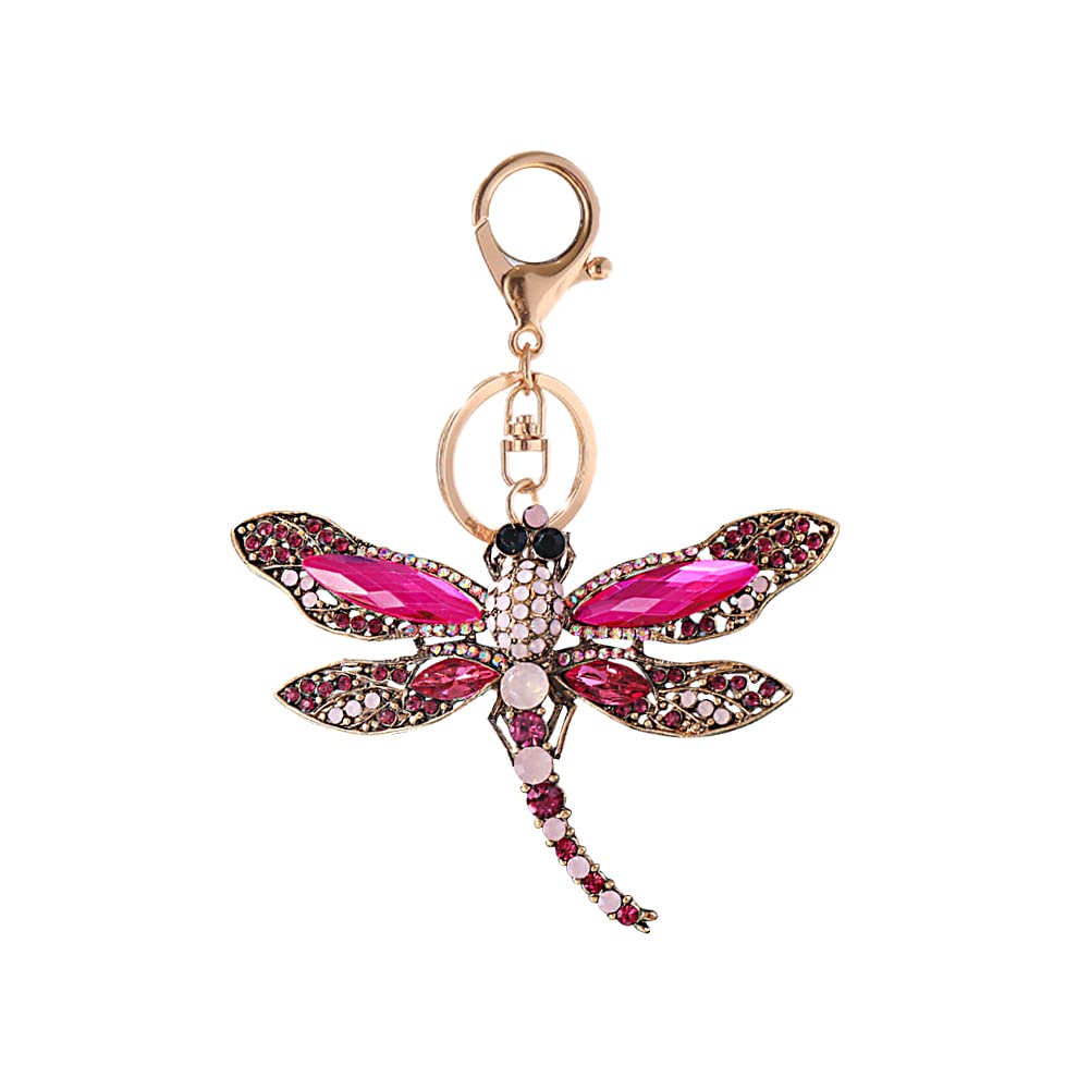 iSpchen Autoschlüsselanhänger Bunte Libelle Schlüsselanhänger Personalisiert Bling Strass glitzer Schlüsselbund Auto Schlüssel Anhänger Damen Mädchen Tasche Keychain Dekoration Anhänger Geschenk von iSpchen