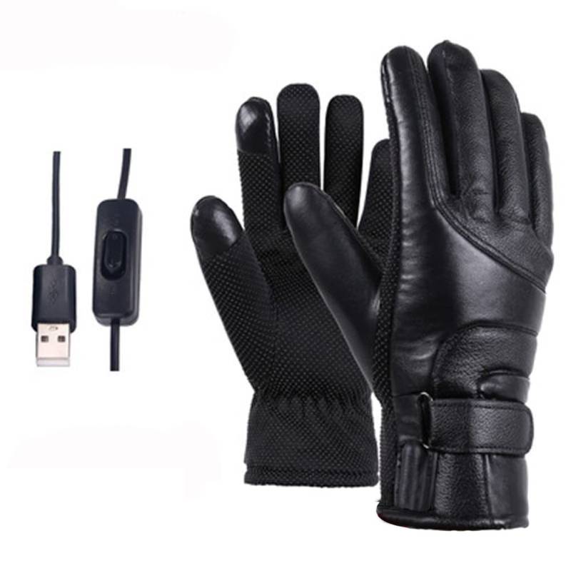 iSpchen Beheizbare Handschuhe USB Herren Lederhandschuhe Winter Wasserdicht Touchscreen Handschuhe Elektrisch Heizung Warm Thermohandschuhe Radfahren Skihandschuhe Fahrradhandschuhe von iSpchen