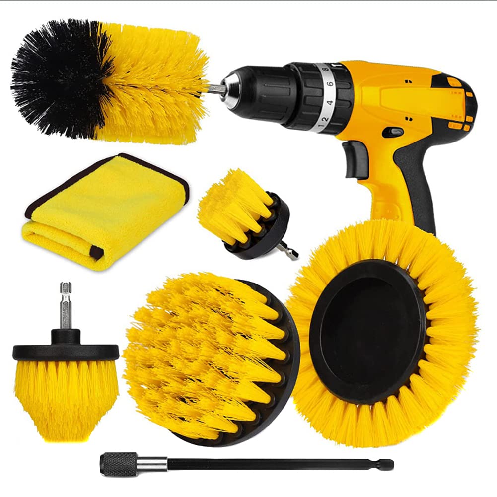 iSpchen Bohrbürsten Set,7 Stück Bürstenaufsatz Bohrmaschine Set Bohrbürste Power Akkuschrauber Drill Brush Leistungsstarke Reinigungsbürste für Elektrische Bohrmaschine Bürste von iSpchen