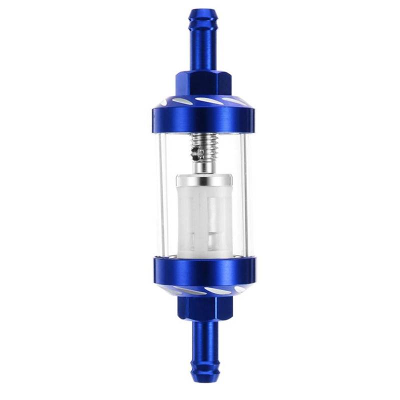 iSpchen Inline Kraftstofffilter Aluminium Heizölfilter Gasfilter Universal 8mm Ölfilter Benzin Öl Kraftstofffilter Geeignet für ATV Dirt Bike Motorradzubehör,Blau von iSpchen