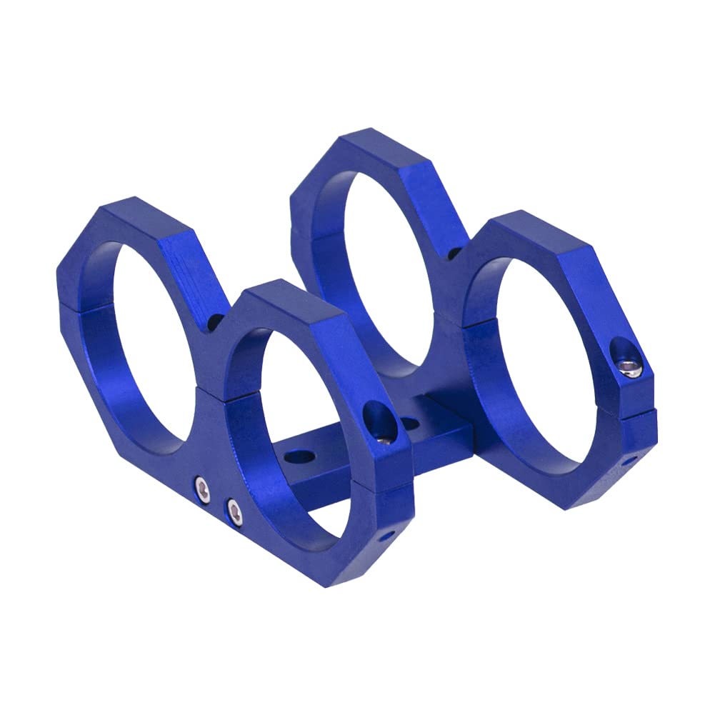 iSpchen Kraftstoffpumpenhalterung Aluminium Auto Kraftstoffpumpe Halterung für Benzinpumpe 60mm Durchmesser,Doppelloch Kraftstoffpumpen Halter,blau von iSpchen