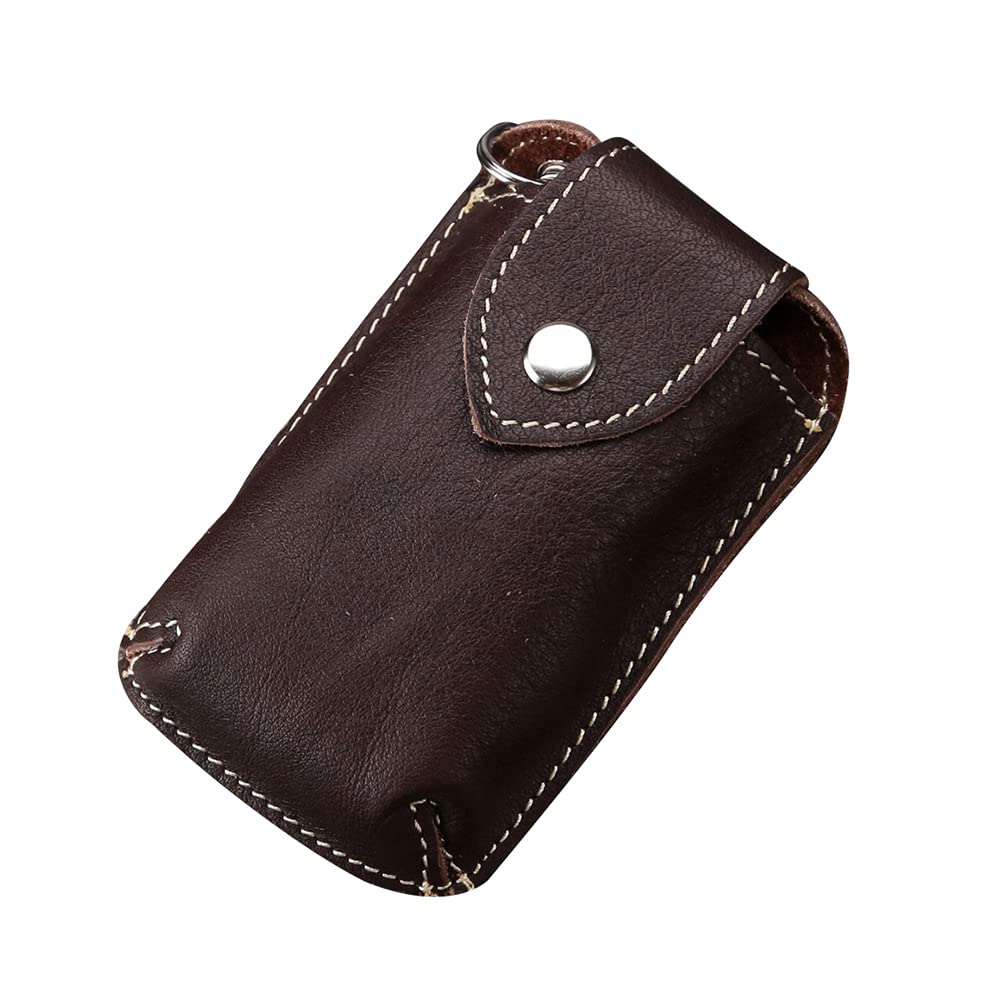 iSpchen Schlüsseletui Leder Schlüsseltasche Schlüsselmappen Autoschlüsselanhänger Schlüsselbund Schlüssel Organizer Mini Geldbörse Herren Kleingeldbörse Klein Portemonnaie,8,5 cm x 4,5 cm,Kaffee von iSpchen