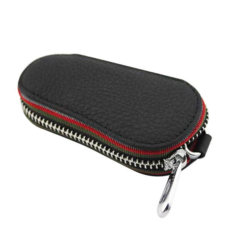 iSpchen Schlüsseletui PU-Leder Schlüsseltasche Auto Schlüsselhülle Klein Autoschlüssel Schutzhülle Mini Schlüssel Tasche Etui mit Reißverschluss und Karabiner Schlüsselanhänger für Funkschlüssel von iSpchen