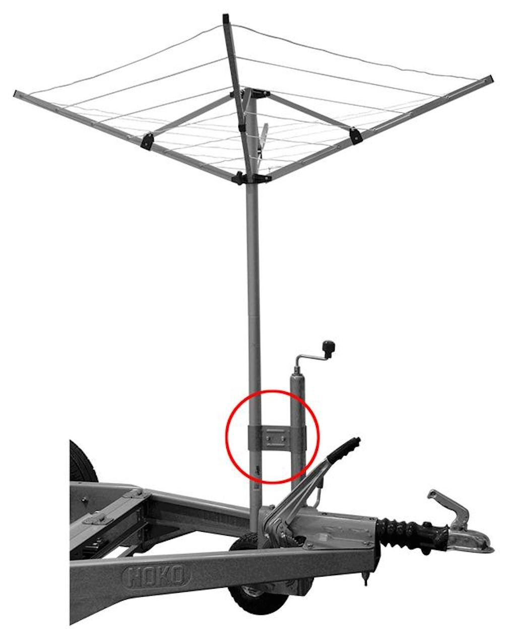 iapyx Stützradhalter Halterung für Deichsel Stützräder Klemmhalter für Wäschespinne oder SAT Antenne Mast, Wohnwagen Camping etc von iapyx