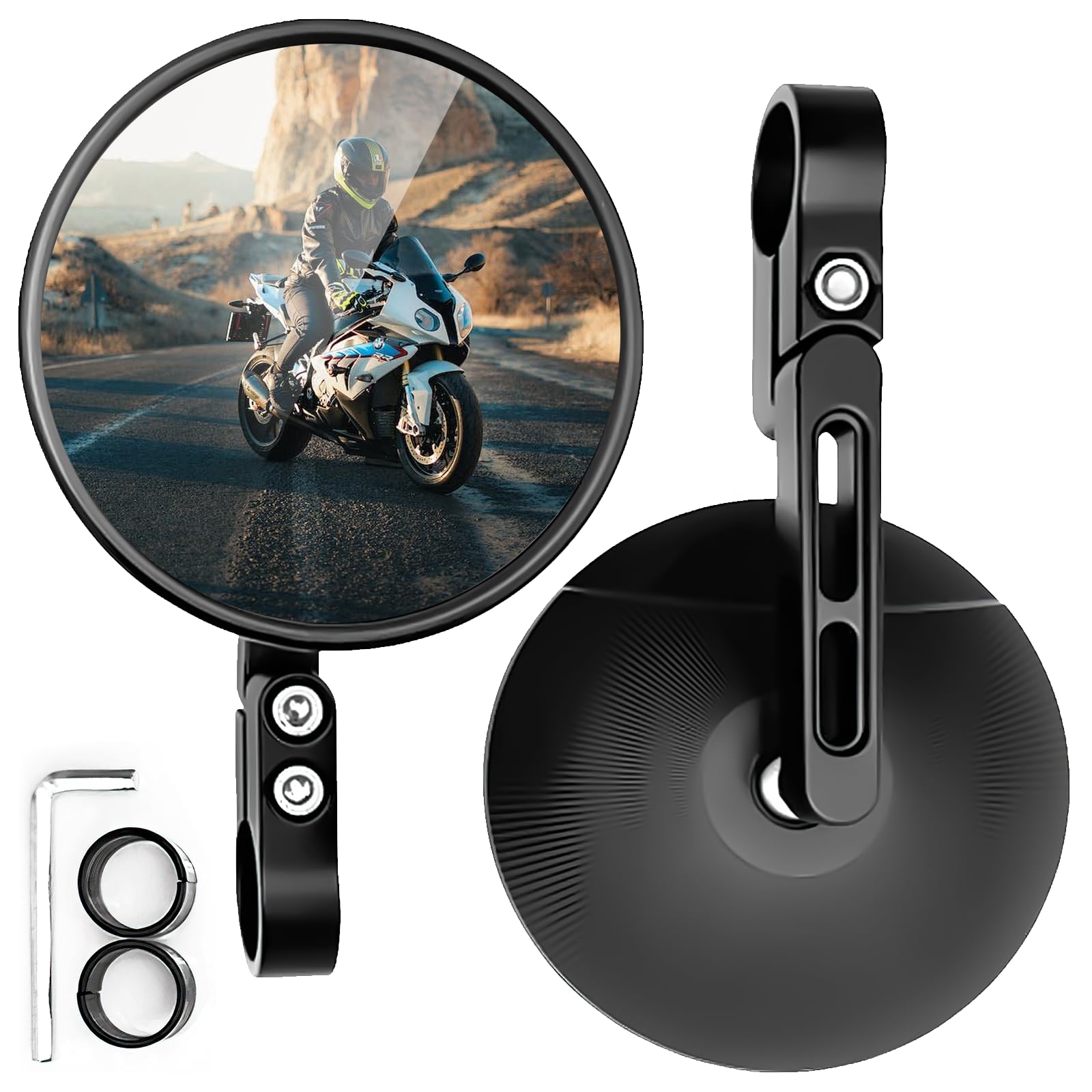 idudu Motorrad Spiegel 2 Stück E24 Geprüft Universal 360° Drehbar Anpassen Rückspiegel 22-25mm Runde Lenkerendenspiegel Kompatibel mit Fahrrad Motorrädern, ATV, Scooter, Roller von idudu