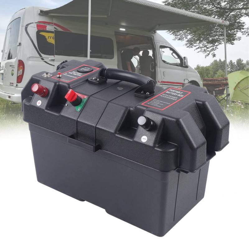 Batteriebox Batteriekasten, Doppelte USB Anschlüsse Batterie Kasten Box für Bootsmotor Elektromotor Schlauchboot Aussenboarder Wohnmobil von ieLsngai