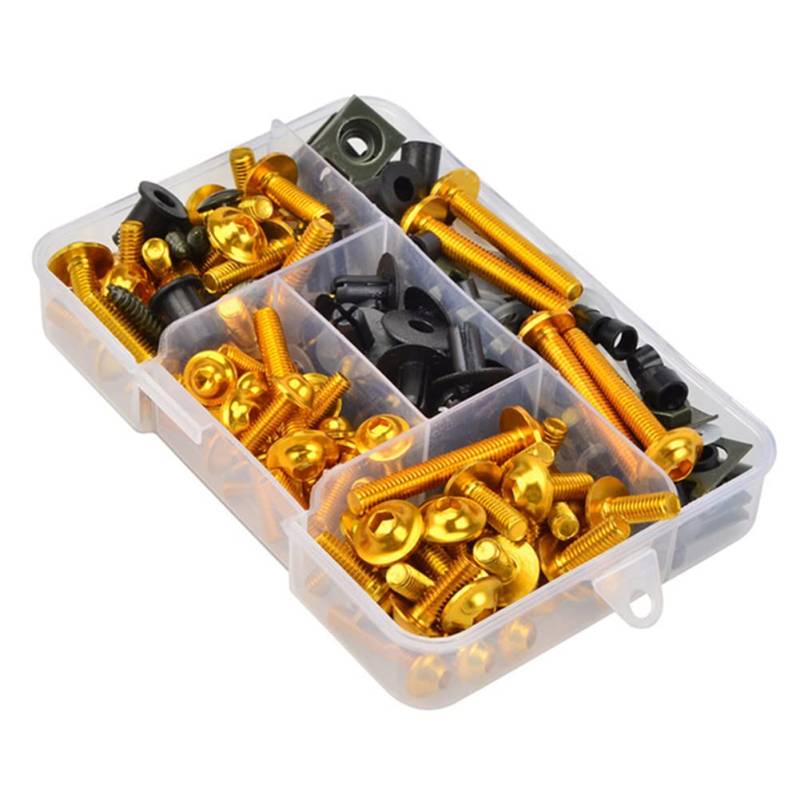 CNC Aluminium Komplett Motorrad Verkleidung kit,ihreesy 137 Stück Universal Verkleidungsschrauben Schrauben Karosserie Kit Motorrad Zubehör Befestigung Clip,Gold von ihreesy