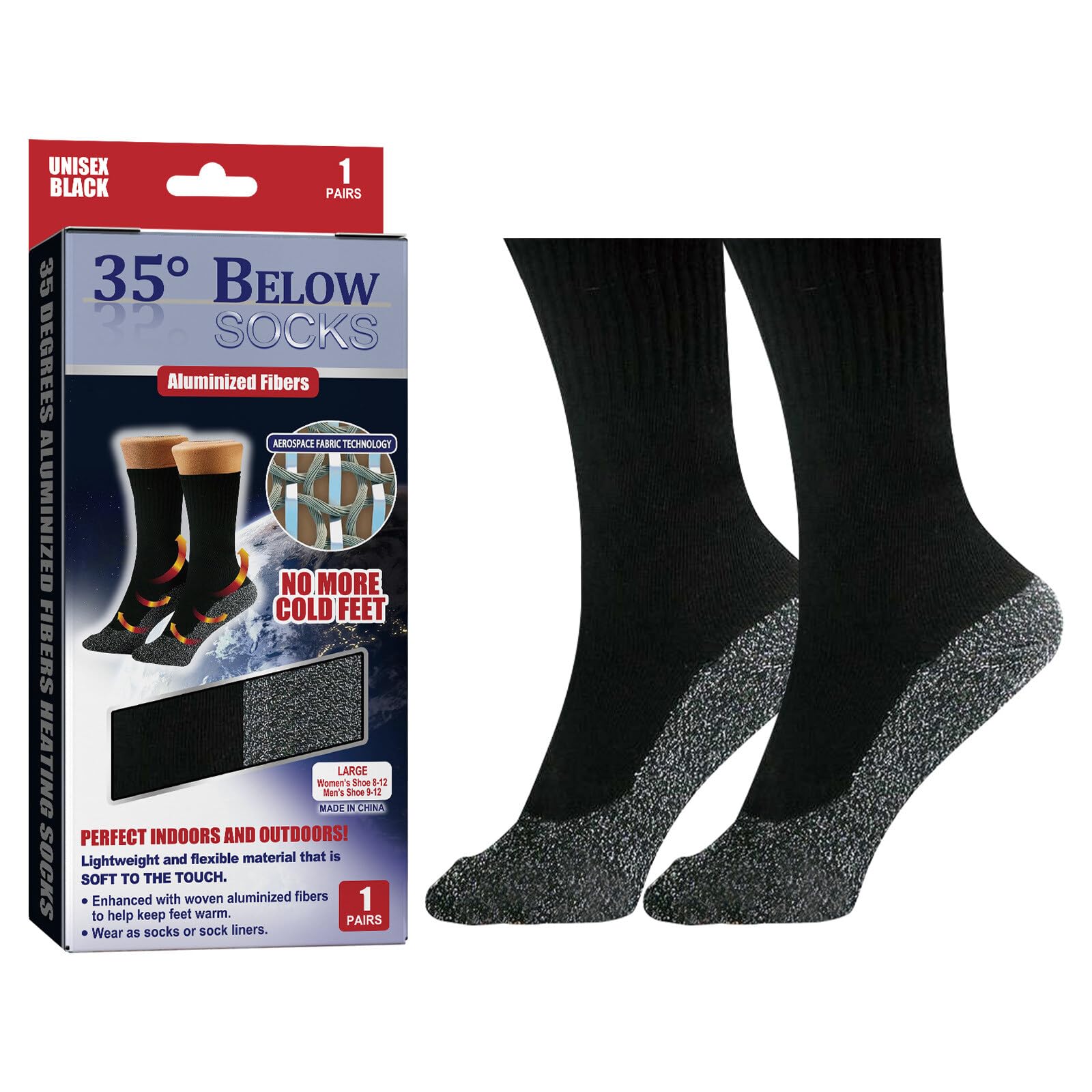 ihreesy 1 Paar Thermo Skisocken, Beheizbare Socken mit Speziellen Aluminium Beschichteten Fasern Winterwarme Selbsterwärmende Socken für Outdoor Wandern und Skifahren von ihreesy