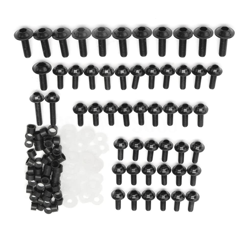 ihreesy 158 Stück Aluminium Universal Komplettes Motorrad Verkleidung Karosserieschrauben Kit Motorrad Windschutzscheibe Verkleidung Schrauben Kit Verschluss Clips,Schwarz von ihreesy