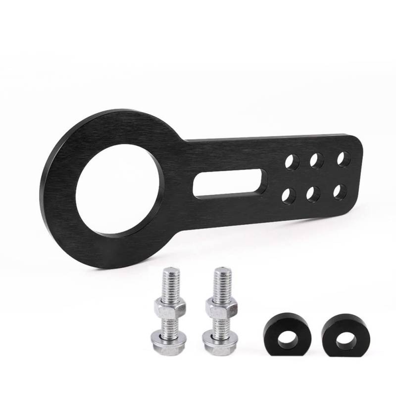 ihreesy Auto Abschlepphaken,Universal Aluminiumlegierung Autoanhänger Vorder Abschlepphaken Frontschlepper Haken Abschleppöse Racing Tow Hook,Schwarz von ihreesy