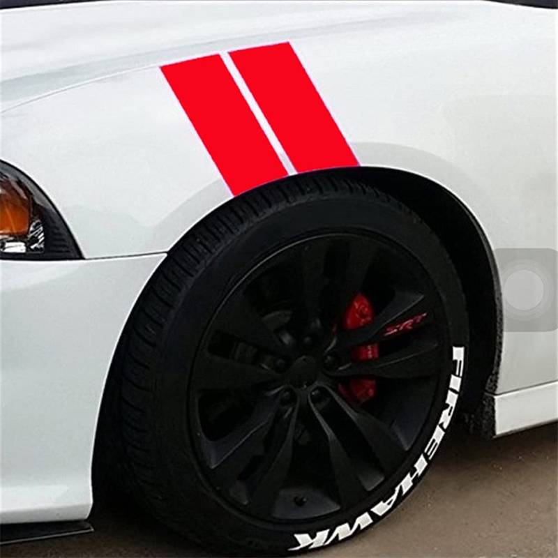 ihreesy Auto Reflektierende Aufkleber,4 Stücke Reflektierende Aufkleber Vinyl Racing Streifen Aufkleber Sport Kotflügel Aufkleber Universal Wasserdicht Auto Fender Aufkleber Sticker,Rot von ihreesy