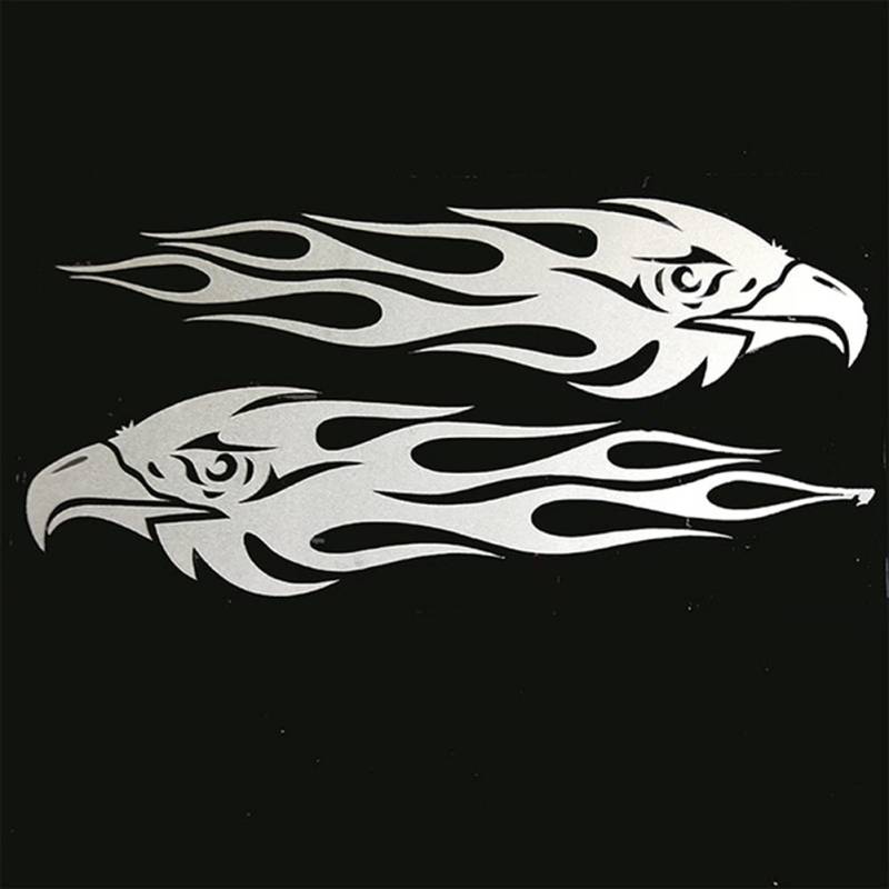 ihreesy Auto Reflektierende Dekorative Aufkleber,Adler Flamme Autoaufkleber Selbstklebend Dekor Karosserie Decal Wasserdichte Wand Tattoo Auto Aufkleber Körper Aufkleber Auto Sticker,Weiß von ihreesy