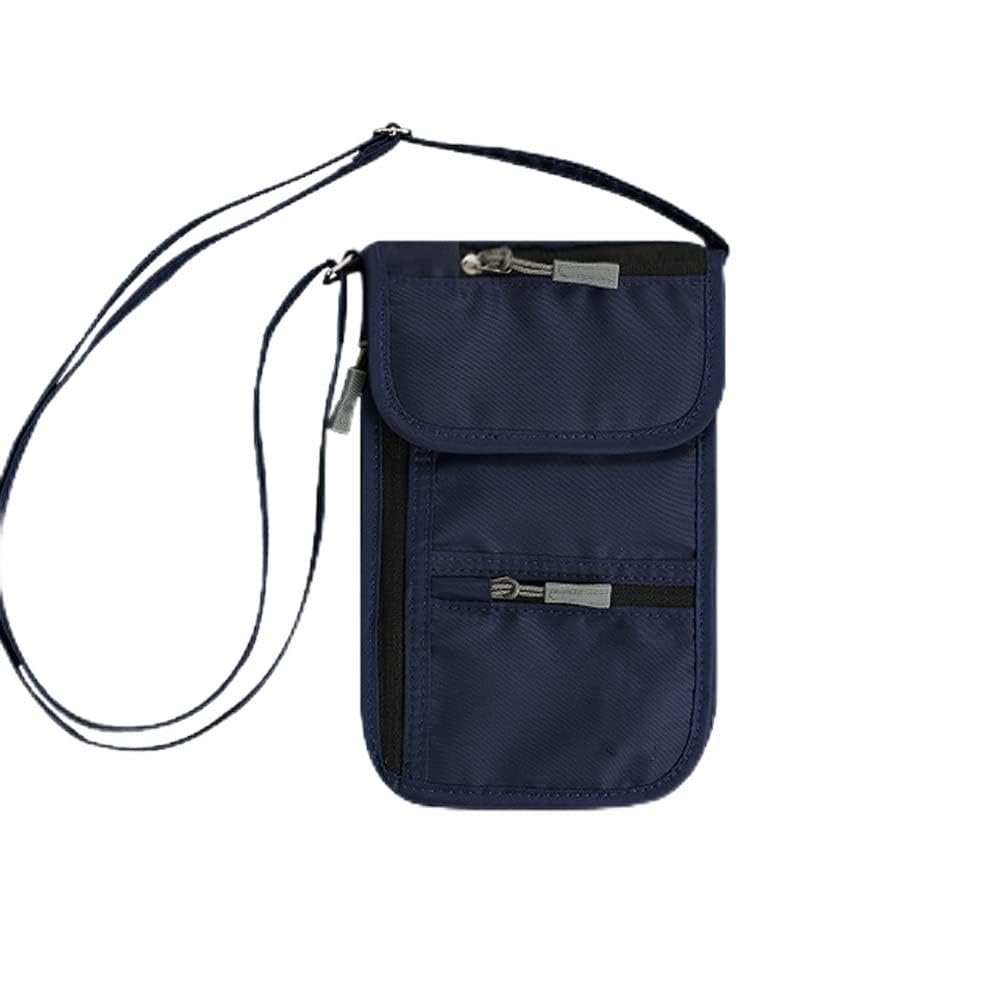 ihreesy Brustbeutel Brusttasche Reisegeldbeutel, Kleine Umhängetasche Nylon Reise-Nackentasche Organizer Unisex Brusttasche Wasserdichte Leicht Reisepass-Halter mit Verstellbar Umhängegurt,Blau von ihreesy