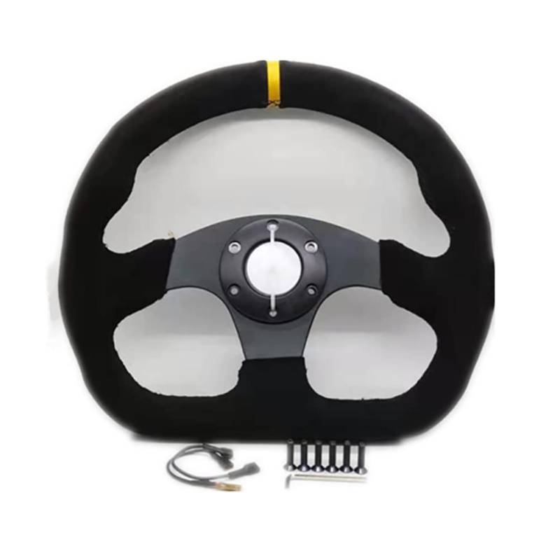 ihreesy Racing Lenkrad,13 Zoll Driving Force Racing Lenkrad 320mm Durchmesser Rennlenkrad Universal Auto Lenkrad Wildleder Racing Wheel Lenkrad Sportlenkrad Auto Modifikation Zubehör,Gelb von ihreesy