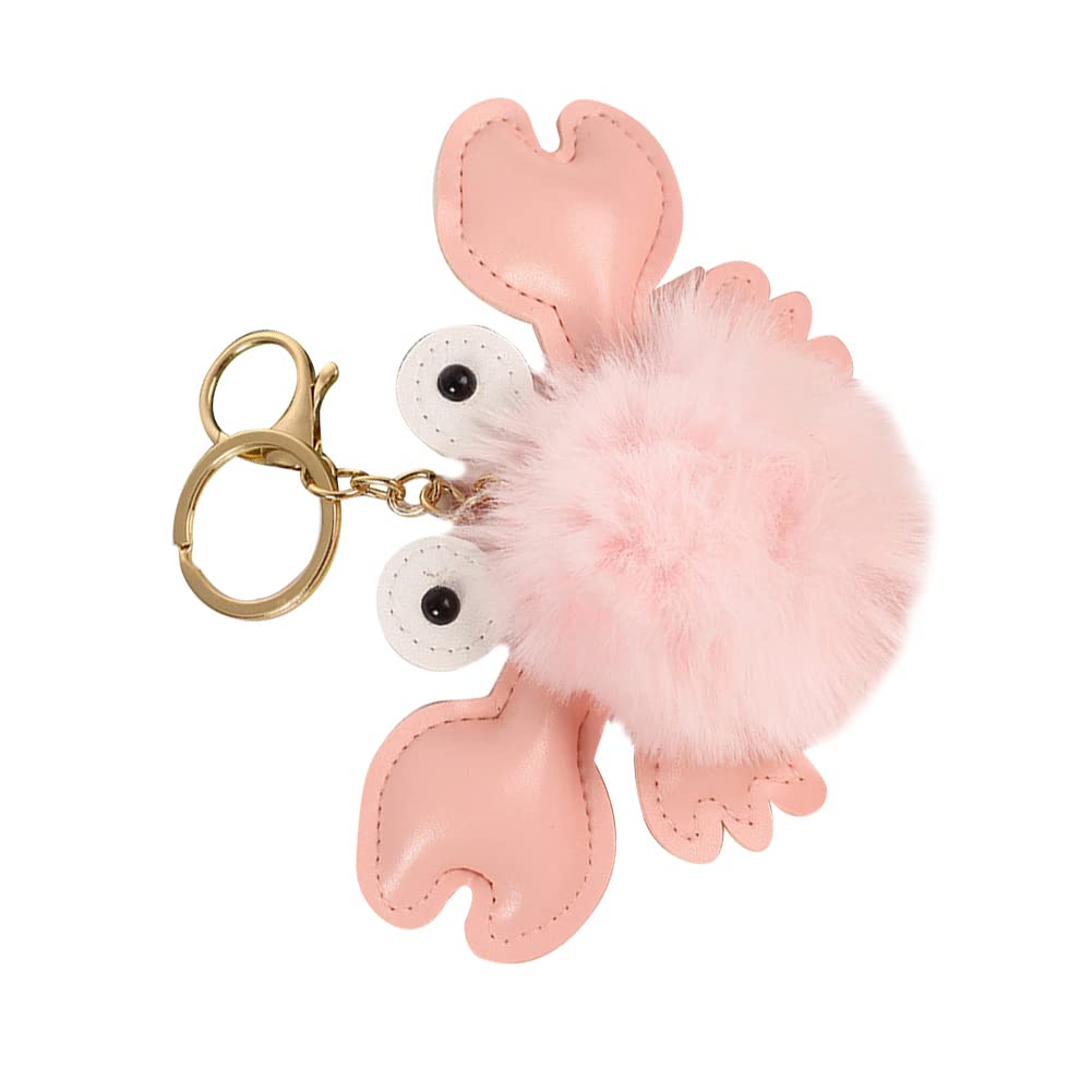 ihreesy Schlüsselanhänger Plüsch Pompom,Cute Krabbe Schlüsselbund Taschenanhänger Weiche Plüsch Schlüsselring Ornament Elegant Faux Pompoms Schlüsselring Handtaschenanhänger,Rosa von ihreesy